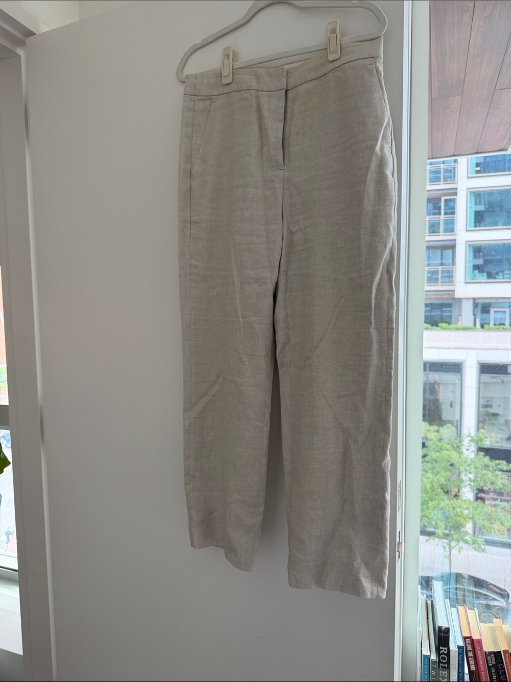 J. Crew Light Beige Straight-Leg Linen Blend Pants